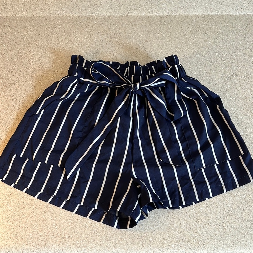 Shein high waisted paper bag tie shorts